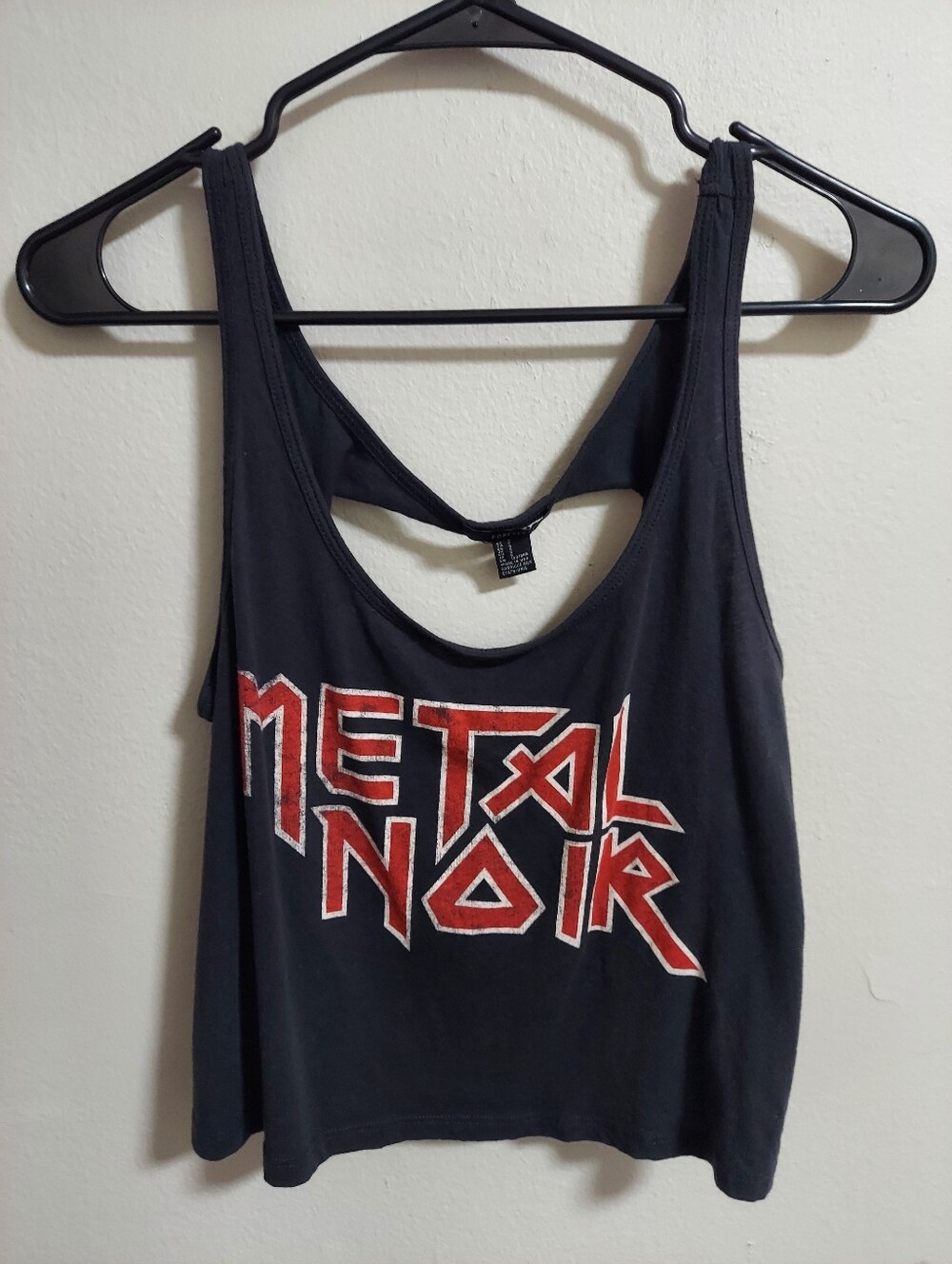 Forever 21 Black Tank Top with Red and White Metal Noir Graphic